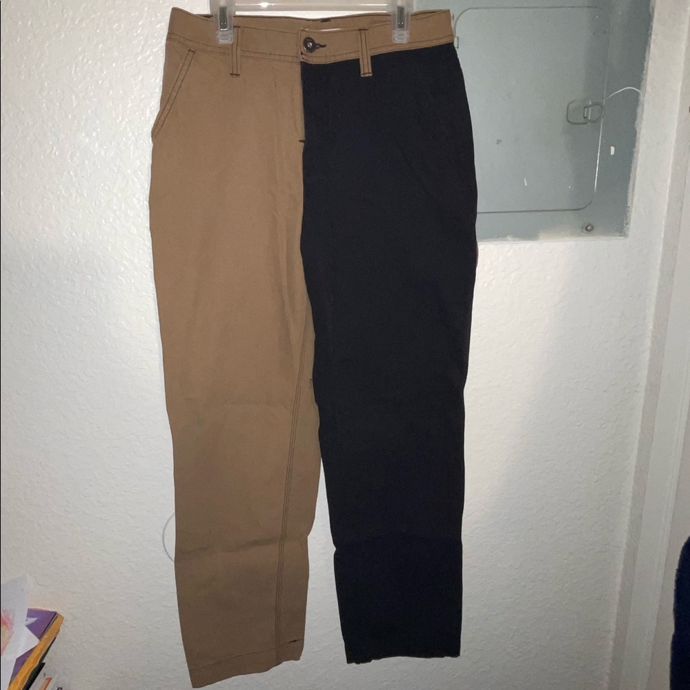 Cool half and half color of Black and Tan cargos!
